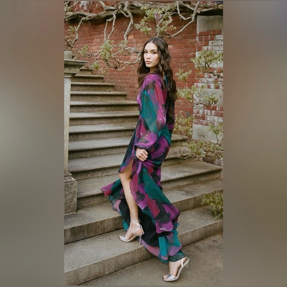 Hutch Bridge dress Teal & Magenta Floral Wrap - Picture 4 of 15